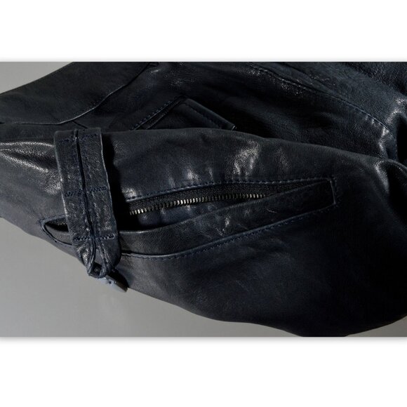 NWOT Patrizia Pepe Firenze Blue Leather Pants Size 42 - Picture 7 of 12